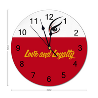 Iphuk Love and Loyalty Wall Clock Silent Round Wall Clock Bedroom Living Room Home Decor