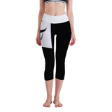 Iphuk Cropped Leggings High Waist Stretch Workout Running Printed Leggings