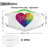 Iphuk Heart Face Cover Dust Proof Face Cover with Filter Element for Adults