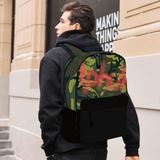 Iphuk Camo Leather Full Print Backpack Travel Laptop Backpack