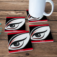 Custom4 PCS Cork Backed Ceramic Coasters for Drinks, Heat Resistant Coasters, Coffee Mug Place Mats